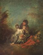 Jean-Antoine Watteau Le Faux Pas(The Mistaken Advance) (mk05) oil on canvas